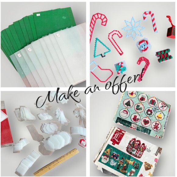 Vintage Needlepoint Plastic Canvas - Large Lot of Christmas pieces/pattern - Picture 2 of 16